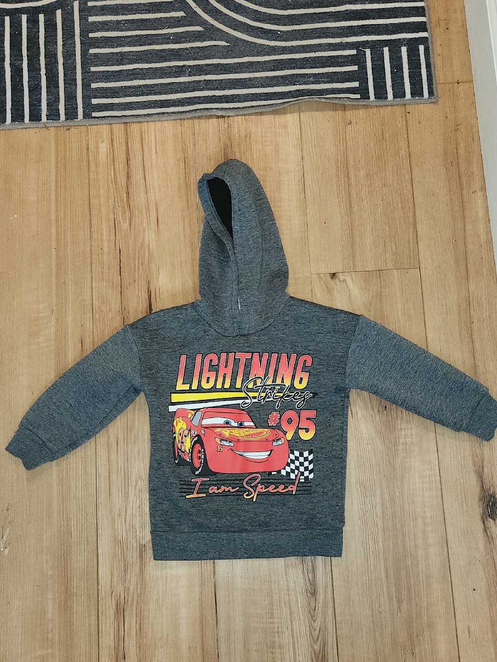 Disney Gray Hoodie with Red Lightning McQueen Graphic